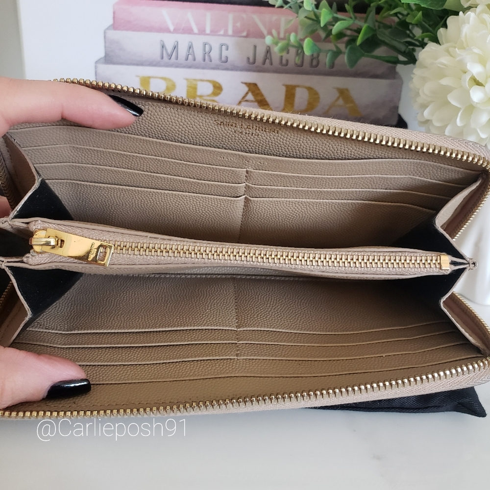 *SOLD* Authentic Pre-owned Saint Laurent Grain De Poudre Zip Around Long Wallet - Picture 6 of 16
